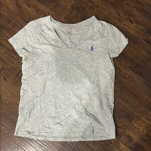 Polo by Ralph Lauren Women's Gray V-Neck T-Shirt